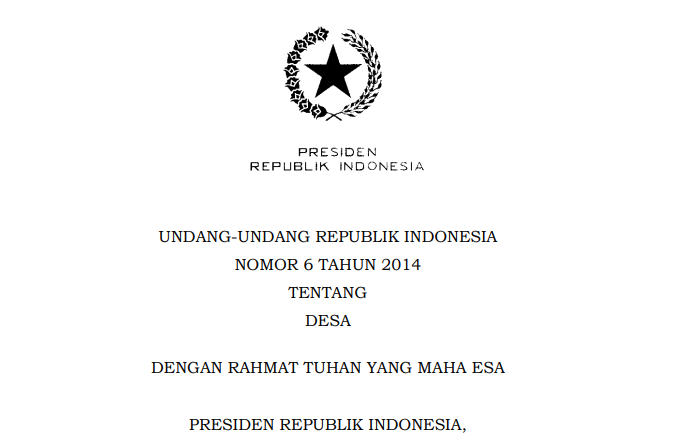 UNDANG-UNDANG REPUBLIK INDONESIA NOMOR 6 TAHUN 2014 TENTANG DESA
